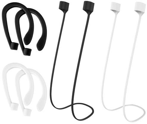 WOLMIK Ohrhörer-Lanyard, magnetische Anti-Lost Bänder Anti Lost Strap, weiche Silikone Anti-Lost Bänder Kompatibel mit Airpods Pro 4/3/2/1 (2 Lanyard, 2 Paar Ohrhaken)