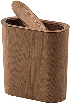 Poubelle en bois avec couvercle basculant pour cuisine, salon, salle de bain, bureau, économie d'espace, panier à papier trois options de couleur (couleur : A)