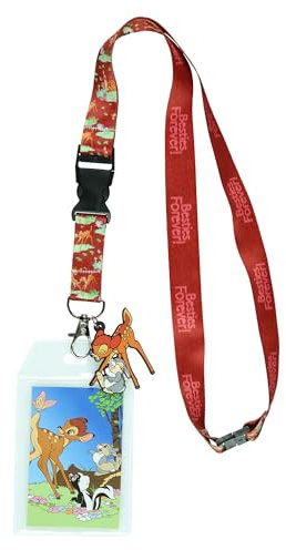 Disney Bambi Besties Forever Cordon avec porte-badge transparent et breloque en caoutchouc Bambi et Thumper de 5,1 cm