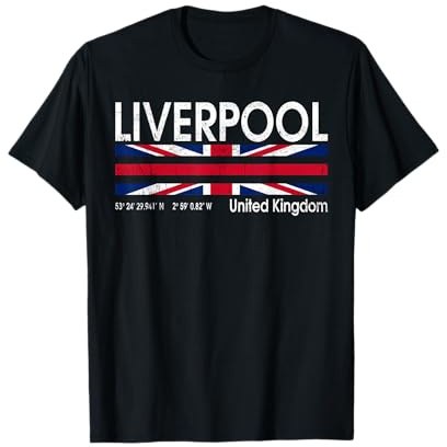 Liverpool Koordinaten UK Flagge T-Shirt