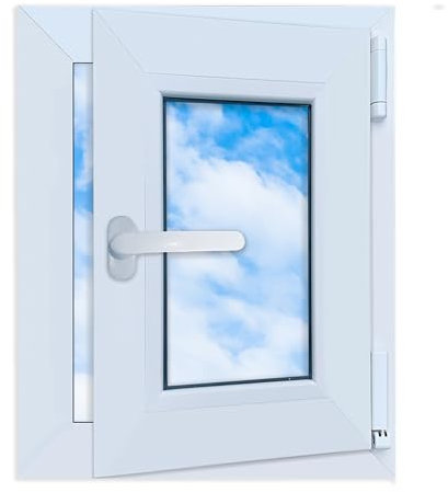 LORAC | Kunststofffenster weiß 400x500mm, 40x50cm, PCV, DIN Rechts, kippbar & ausstellbar, 2-fach Verglasung, energiesparend – Fenster mit CE-Zertifikat für Keller und Wohnung