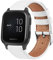Amzpas Armband 20mm für Garmin Venu Sq/Sq 2 Music Armband Damen Herren,Leder Sport Ersatzarmband für Garmin Venu/2 Plus(Weiß)