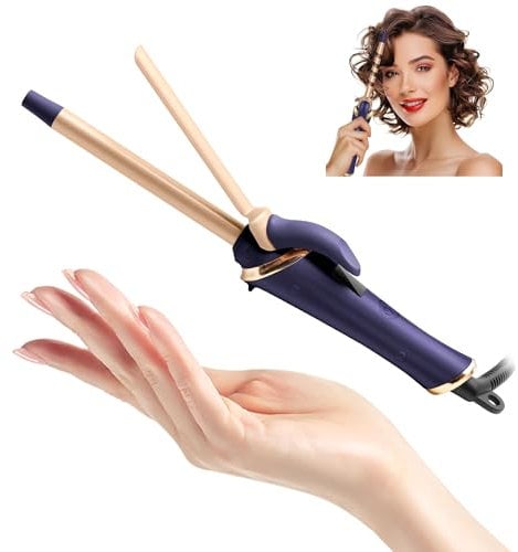 Travel Curling Tong 13mm, Mini Hair Curling Tongs, Small Curling Tonges for Short Hair, Hair Curler with 5 Adjustable Temperature from 120-200℃, Curling Tonges for All Styler, Double Voltage