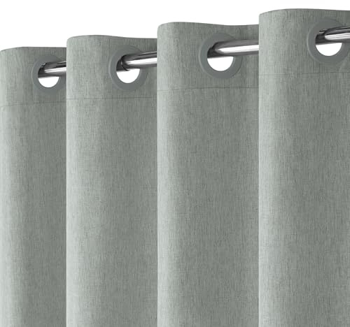 Hotelstil Hakenloser Duschvorhang Leinen mit Wasserdichte Beschichtung, 230GSM Schwerer Stoff Textil Waschbar Duschvorhang mit Beschwerter Saum, Badevorhang für Dusche und Badewanne, 183x191cm, Grau