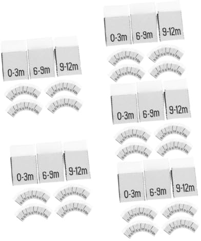 DOITOOL 5 Sätze Monatslabels Für Kleidung Praktische Etiketten Für Neugeborene Monate Für Garderobe Geschenkidee Für Frischgebackene Mütter 300 Stück * 5