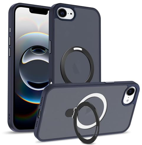 Verco Magnetischer Ring Ständer für iPhone 16e Hülle, kompatibel mit QI Laden Stoßfest Luxury Translucent Handy Case für iPhone 16e Schutzhülle