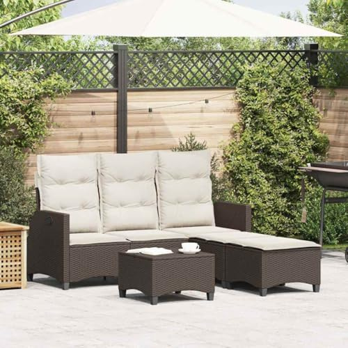 Qnhdfrt Garten Sofa Set L Form Braun PE Rattan mit Kissen Outdoor Lounge Möbel für Terrasse Balkon Garten