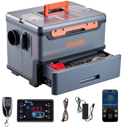 VEVOR Riscaldatore Diesel 8 kW DC 12 V/24 V, Riscaldatore di Parcheggio ad Aria Diesel per Auto, Portatile, Controllo Tramite APP Bluetooth, Telecomando Display LCD, Serbatoio da 5L