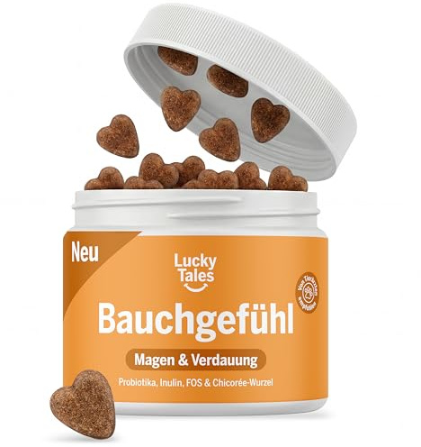 Lucky Tales Bauchgefühl - Probiotika Hunde Leckerlis für Magen & Darm | Verdauungssnacks mit 6 Mrd. KBE, Inulin & FOS - unterstützt Darmflora & Verdauung - Gras und Kotfresser Drops Hund 100 Stück