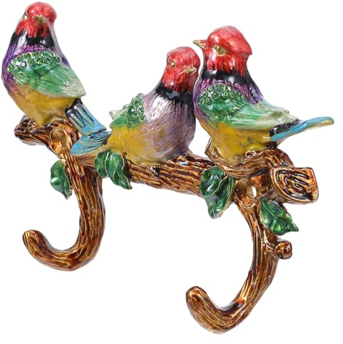 HOLIDYOYO Patère Murale Oiseau en Alliage de Zinc Émaillé Lot de 3 Crochets Décoratifs Vintage Porte-Manteaux Mural pour Manteaux Chapeaux Clés Serviettes – Décoration Murale Animaux