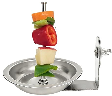 Bird Bowls For Cage – Stainless Steel Vegetable Skewer | Bird Food Dish Feeding Station | For Indoor Pet Cockatiel Conure Home Garden Balcony Parakeet Lovebird Hanging Feeder Water Cup Set