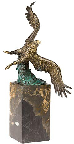 aubaho Bronzeskulptur Skulptur Adler im Flug Königsadler Bronze 33cm im Antik-Stil
