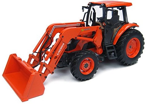 Universal Hobbies – UH4869 – Modelltraktor Kubota M9960 mit Frontlader – Maßstab 1:32 – Orange