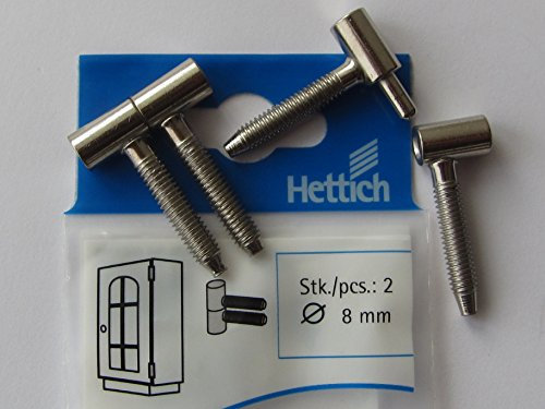 Hettich Einbohrbänder für gefalzte Möbeltüren und Fenster, 28 x 8 mm, Stahl vernickelt, 2 Stück, 62385