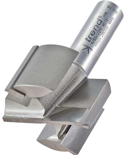 Trend Two Flute Router Cutter, 1/2 Inch Shank, 40mm x 25mm TCT | Professional Tungsten Carbide Tipped Two Flute Cutter For Clean Routing In Wood, 4/92X1/2TC