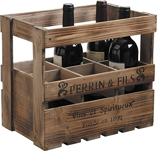 Caisse en bois vieilli 6 bouteilles Perrin et Fils