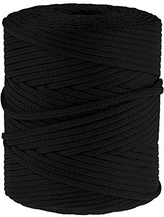 100m Polyester-Schnur Kordel 4mm, PES Kordel Flechtschnur, Polyesterkordel, Farbe:schwarz