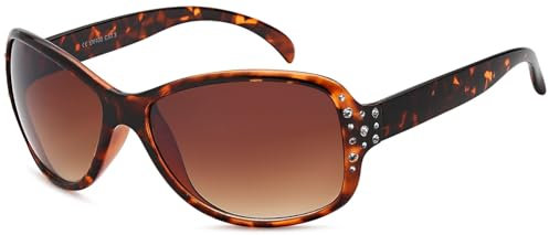 styleBREAKER Damen Butterfly Sonnenbrille mit Strass und Verlaufstönung, Schmetterlingsform 09020054, Farbe:Gestell Braun Demi/Glas Braun Verlauf