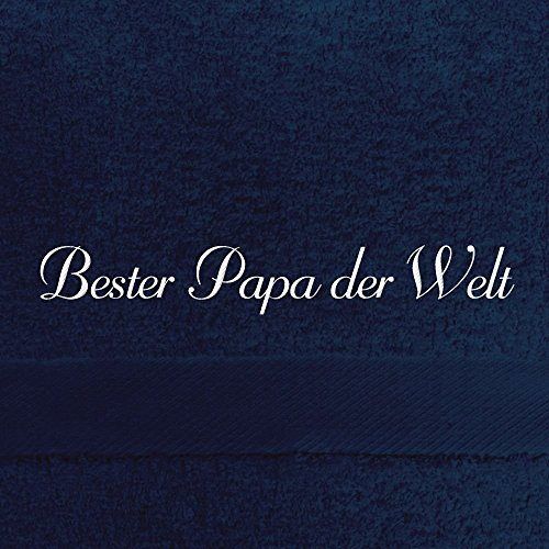 digital print Gästehandtuch mit Namen Bester Papa der Welt Bestickt, 40x60 cm, dunkelblau, extra Flauschige 550 g/qm Baumwolle (100%), Handtuch mit Namen besticken, Gästetuch mit Bestickung