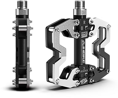 INBIKE Pedale Fahrrad MTB Rennrad Moutainbike Fahrradpedale Trekkingrad Flat Pedal Robust Aus Aluminiumlegierung Silber
