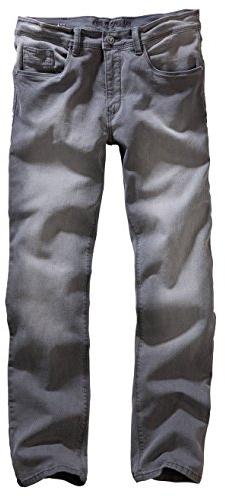 Carlo Colucci Herren Stretch 5-Pocket Trend Jeans Hose Mod. Enrico, Regular Gerade Hellgrau Midgrey Used (32/30)
