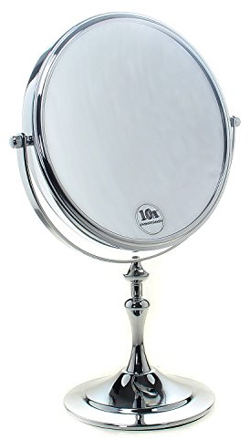 TUKA-i-AKUT Miroir Cosmétique sur Pied 10X Grossissement, 20 cm Miroir Maquillage, Orientable, Miroir de Rasage, chromage Miroir de Salle de Bain, Double Visage 8 inch Miroir de Table, TKD3105-10x