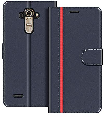 COODIO Handyhülle für LG G4 Handy Hülle, LG G4 Hülle Leder Handytasche für LG G4 Klapphülle Tasche, Dunkel Blau/Rot