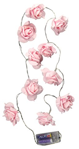 Flair Flower LED-Rosenkette mit 10 Blüten, Kunststoff, Rosa, 100 x 6 x 6 cm