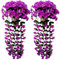 Adisputent Artificial Wisteria Vine Fake Flowers Hanging Plant Wall Home Balcony Basket Decor Pack of 2(Purple)