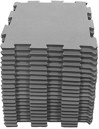 10pc EVA Interlocking Soft Foam Kids Play Mat Children's Garden Gym Yoga Gymnastic Exercise Fitness Floor Tiles Indoor Outdoor Soft Foam (Grey, 10Pc-10 Sq Ft)
