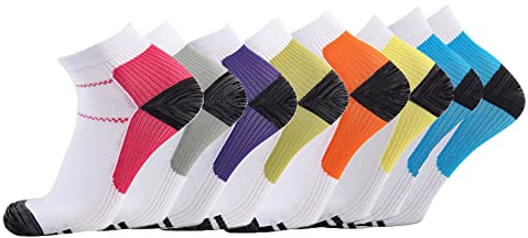 beusilay 8 Paar Kompressionssocken für Damen und Herren, Plantarfasziitis,Fußgewölbeunterstützung, niedriger Schnitt,verstauchte Knöchel und Schwellungen, Laufen, Fitnessstudio
