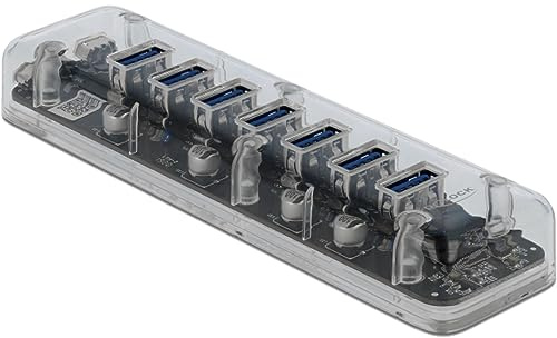 Delock Externer USB 3.0 Hub mit 7 Ports transparent, 64088