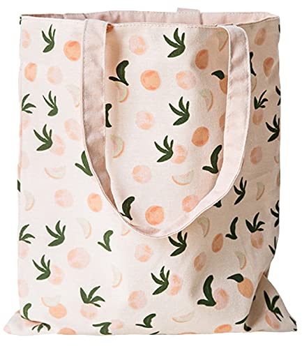 ASFINS Doppelseitige Recyclingtasche, Baumwolltasche Schulter Leinwand Umhängetasche für Frauen, Kinder, Mädchen, 40cm x 36cm (Rosa Pfirsiche)