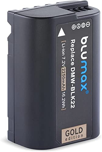 Blumax Gold Battery s DMW-BLK22 BLK22E 2250 mAh 7.2 V 16.2 Wh Compatible with Panasonic DC S5 S5K G9 GH5 II GH5S