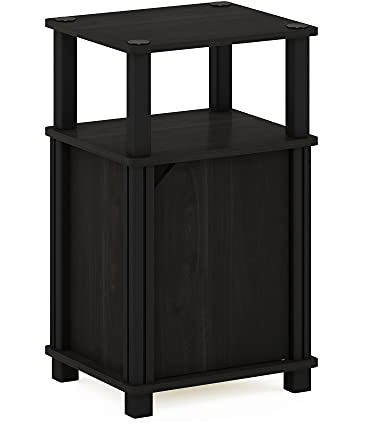 Furinno Just 3-stufiger Beistelltisch mit Tür, Espresso/Schwarz