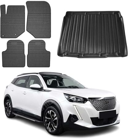 OMAC Fußmatten Kofferraumwanne für Peugeot 2008 2019-2026 TPE 5tlg Schwarz | inkl. Kofferraumwanne (Satz), Gummimatten, Automatten, Allwetter, Antirutsch, fahrzeugspezifisches Produkt, wasserdicht