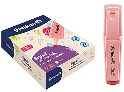 Pelikan Signal Peach, Evidenziatori Pastello Color Pesca, a Base d'Acqua, Lavabili, Idonei al Contatto con la Pelle, 3 Larghezze di Tratto, Pacco da 10 Pezzi