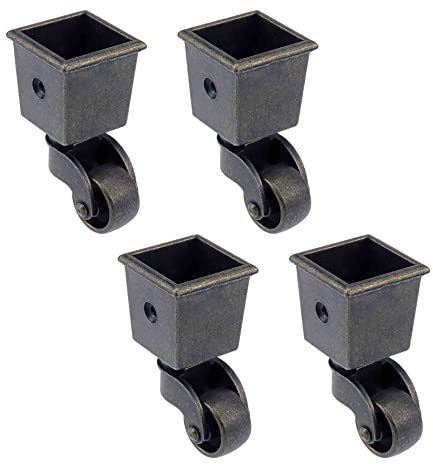 Mewutal 4 x 22 mm Sofa-Rollen, robuste Tischbeine, Lenkrollen, Zinklegierung, Möbelrollen mit quadratischem Becher für Schreibtisch, Bett, Stuhl, Schrank, mit Schrauben
