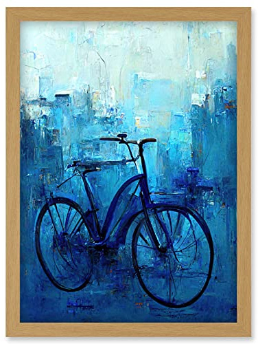 Doppelganger33 LTD Single Blue Bicycle Modern Artwork Framed Wall Art Print A4