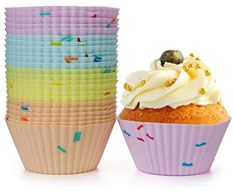 Spesh 24 Stücke Silikon Muffinförmchen Standard Silikonformen für Muffins Wiederverwendbare Antihaftbeschichtet Cupcake Formen(Mehrfarbige mit Punkte)