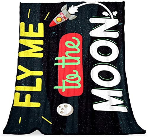 TBOUOBT Überwurfdecke, Bettdecke, Komfort, weich, flauschig, für Jungen und Mädchen,Flieg Mich zum Mond