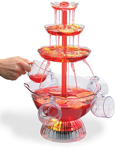 TMXKOOK Vintage Collection 3-Tier Champagne Fountain Illuminate Your Party - Includes LED Lighted Base, 1.5 Gallon Capacity, and 5 Reusable Cups