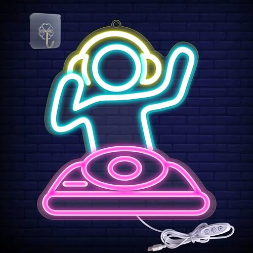 Letrero de neón genial para decoración de pared. Letreros de neón Anywin DJ Player con luces LED USB con intensidad regulable para decoración de bar, decoración de neón para cumpleaños, fiesta para