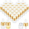 Didaey 100 Pcs Mini Glass Oil Dropper Bottle Bulk, Clear Essential Small Empty Bottles Sample Containers Perfume Liquid Vials with Cap for Traveling, Gold, 1 ml