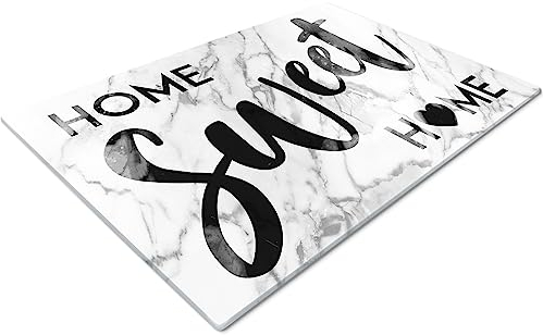 Glass Chopping Board 50 x 40 | Kitchen Worktop Protector | Multifunctional Cutting Board | Work Top Savers | Kitchen Accessories | Extra Large | Home Sweet Home Marble Effect