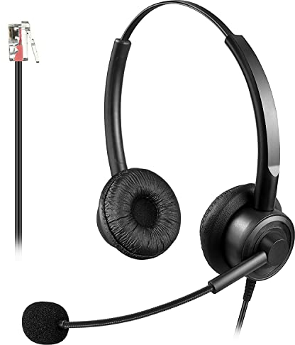 Callez RJ9 Telefon Headset mit Noise Cancelling Mikrofon, Kabelgebundenes Telefon Kopfhörer Kompatibel mit Polycom VVX411 VVX410 VVX400 Avaya Mitel ShoreTel Fanvil Gigaset Siemens Festnetztelefon