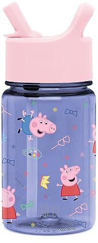Simple Modern Peppa Pig Kinder-Wasserflasche aus Tritan-Kunststoff, BPA-frei, 340 ml, mit auslaufsicherem Strohhalm-Deckel für Mädchen, Kleinkinder, Peppa Pig Bubbles