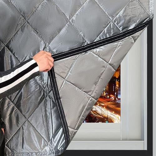 Cotton Curtain Window Full Size Customizable,Window Insulation Kits,Winter Stop Draft Keep Cold Out Window Cover Thermal Protective Curtain for Window Windproof Noise (80x100cm,A)
