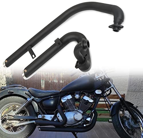 WOBBLO Auspuff Motorrad Für Y&amaha Virago 250 XV125 125 XV 125 XV250 Vollschalldämpfer Auspuffanlage Rohr + Schalldämpfer Edelstahl (Color : Schwarz)