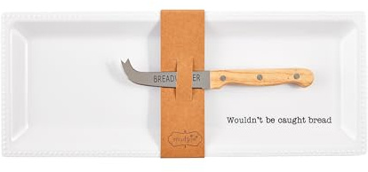 Mud Pie Circa Melamine Bread Tray Set; Tray 6 x 15 | Knife 9